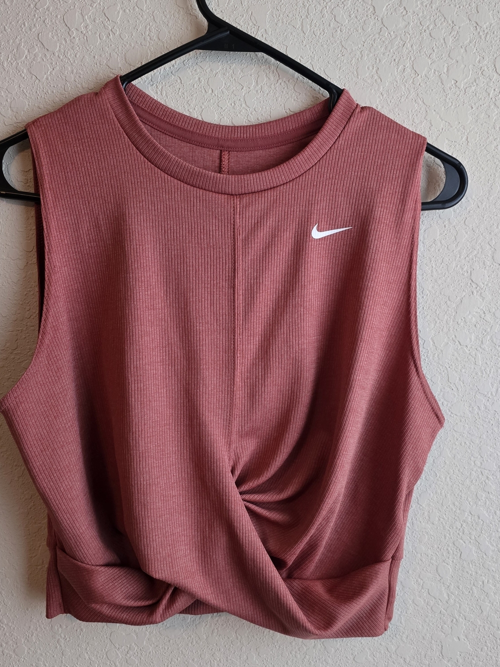 Nike Women’s Rose-Mauve Twist-Front Ribbed Tank